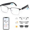 Wiher Smart Glasses with AI Translation, Bluetooth Audio Sunglasses with Photochromic Lenses, Voice Assistant, Real-Time Translation, Supports 144+ Languages, Great for Business, Travel Silver