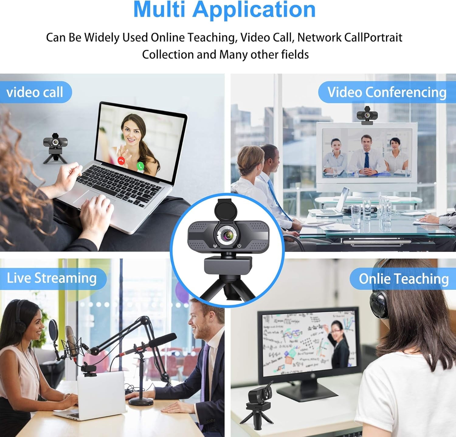 Webcam with Microphone for Desktop 1080P HD USB Webcam for PC Desktop & Laptop with Privacy Cover&Webcam Tripod Plug and Play for Conferencing and Video Calling