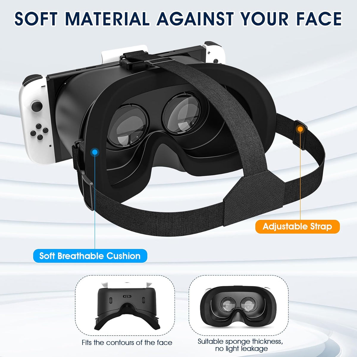 Wiher Newest VR Headset for Nintendo Switch & Switch OLED Model, 3D VR Glasses with Adjustable Lens for Virtual Reality Gaming Experience, Switch VR Labo Goggles Headset for Nintendo Switch(Black)