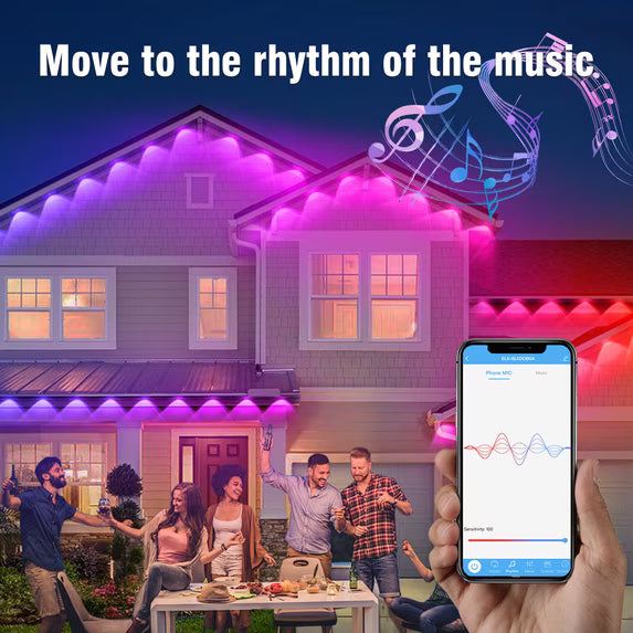 Permanent Outdoor Lights, 150FT RGBIC Smart Eaves Lights with App/Remote Control, Christmas Lights Outdoor IP67 Waterproof String Lights for Halloween Party House Roof Garden