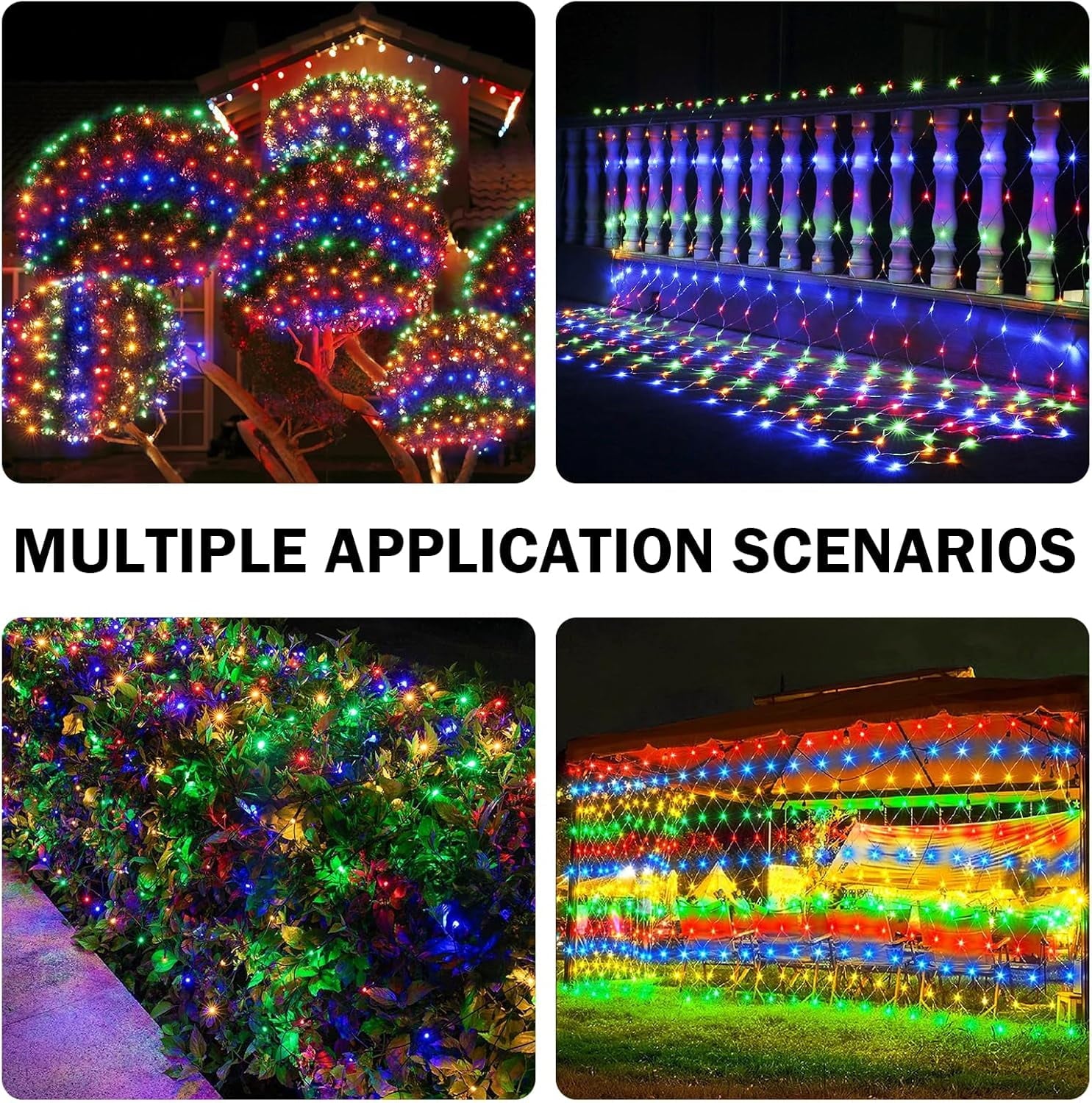 Christmas Net Lights Outdoor 192 LED 9.8Ft x 6.6Ft Net Lights Waterproof Christmas Outdoor Mesh Lights for Tree Bushes Holiday Party Garden Holiday Wedding Party Decorations
