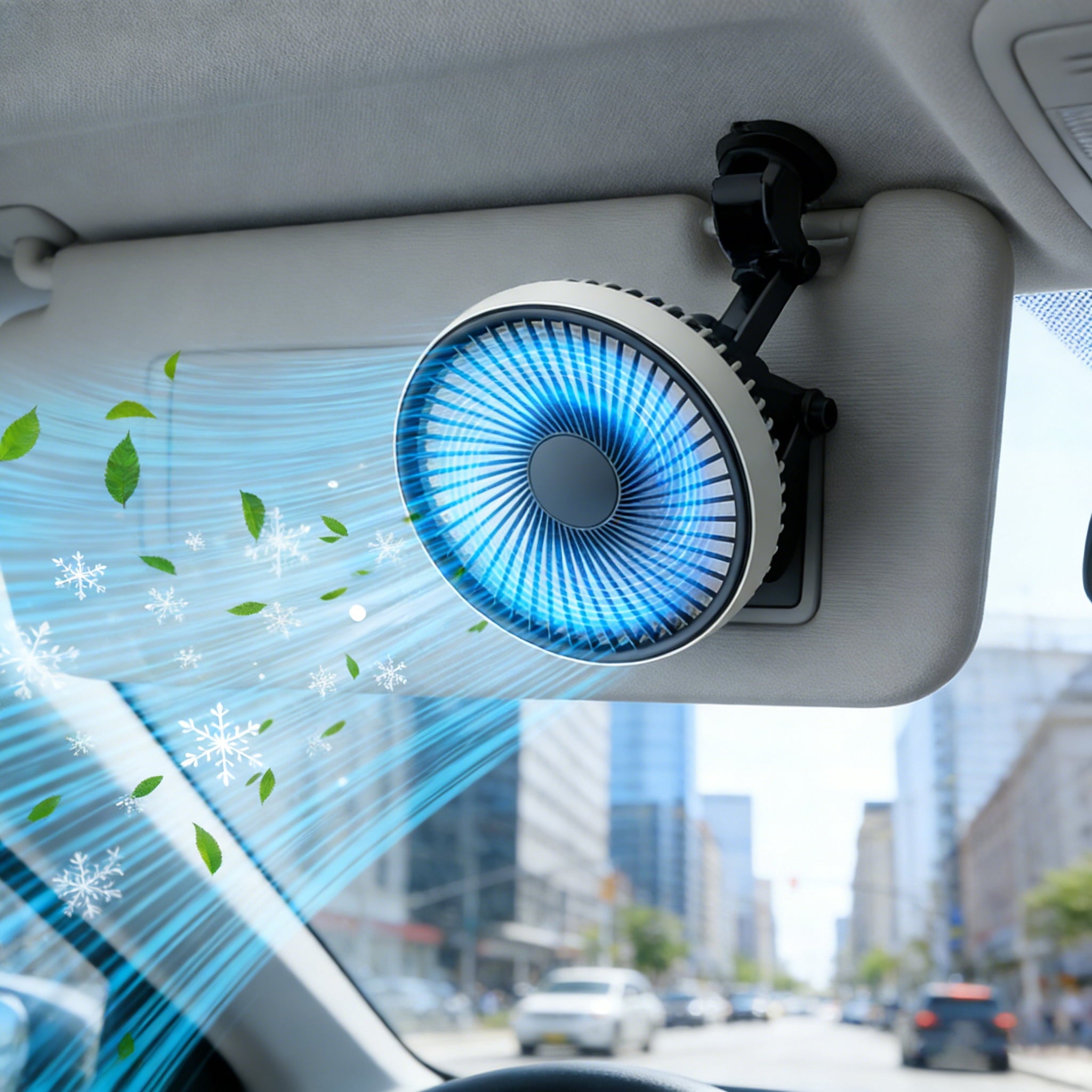 Car Fan Rechargeable Car Fan with 3 Speeds Low Noise Strong Magnetic/Vacuum Suction Cup No Trace Removable Car Suction Cup Fan for Vehicle Truck Suv Car Van Rv Pickup