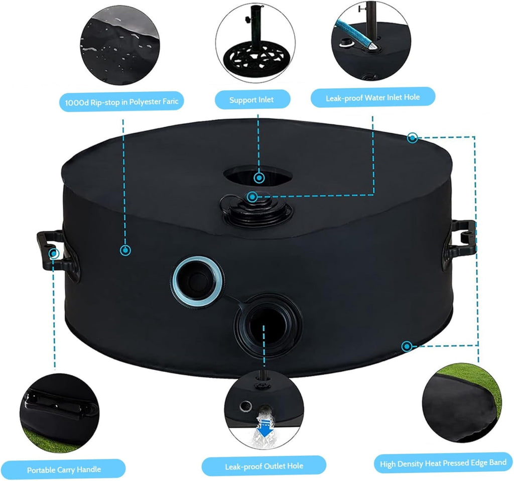 Umbrella Base Weight Water Bag Weatherproof Fillable Heavy Duty Weight Bag for Outside Umbrella Stand Water Weights for Umbrella Stand Furniture Leg Weights Up to 25 lbs