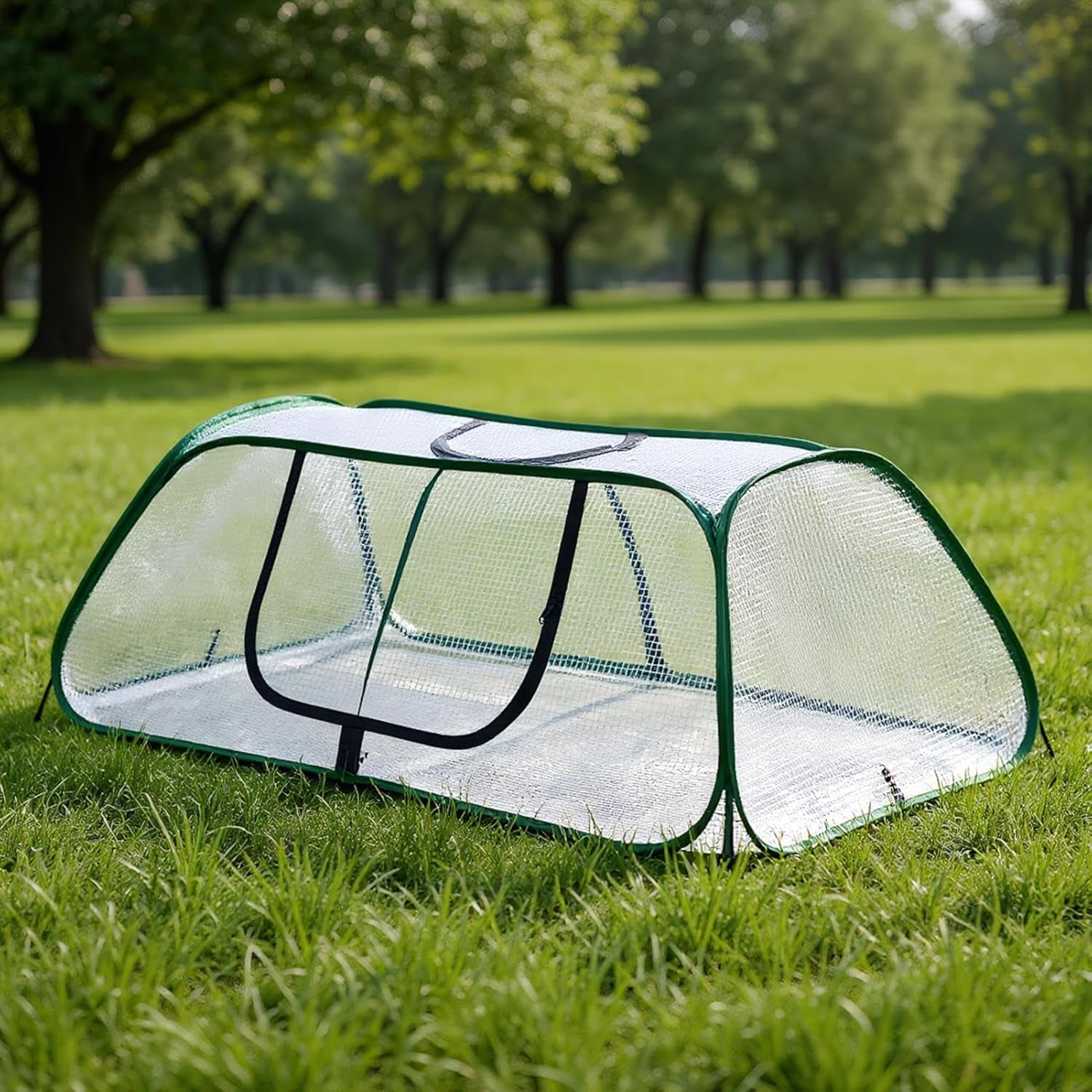Garden Plant Covers Garden Covers with Roll-up Zipper Door Raised Garden Bed Cover Garden Row Plants Cover Accelerator Greenhouse Cover for Protecting Seedlings Fruits Vegetable Rows