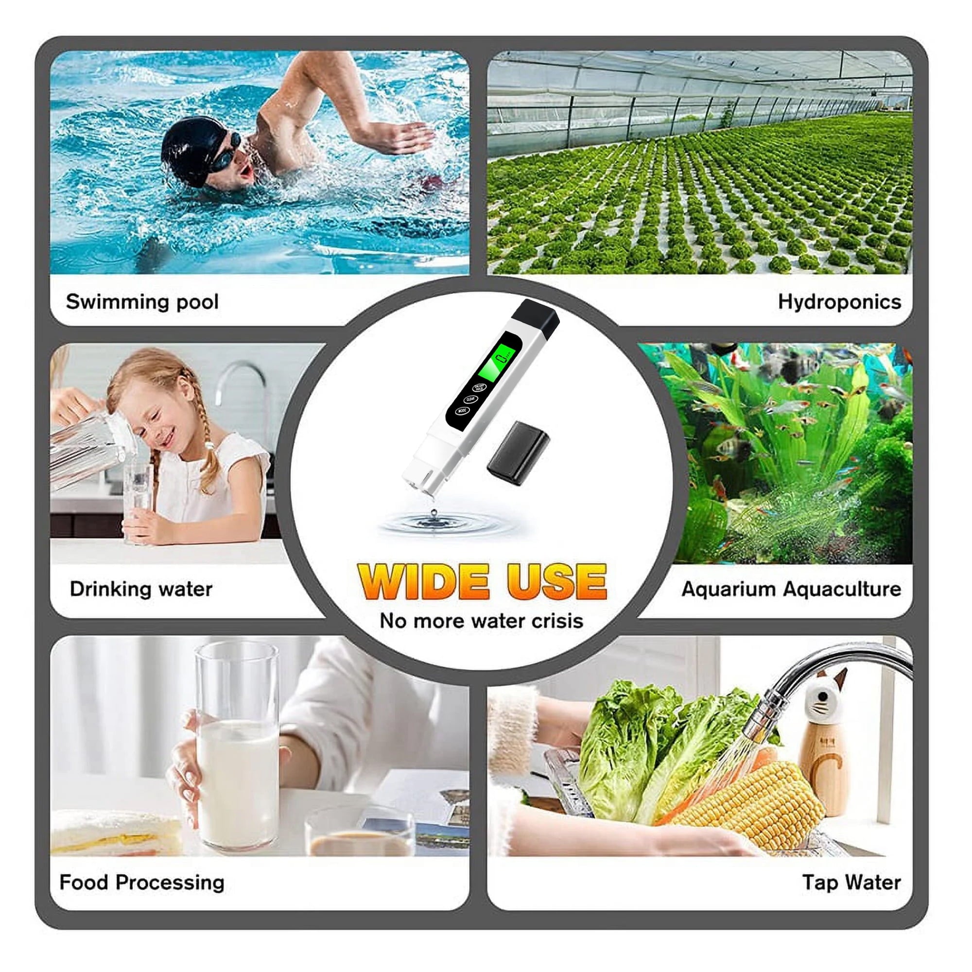 TDS Digital Water Tester Meter TDS/EC/Temperature Water Tester Pen Hand-held 3-in-1 Water Purity Tester for Drinking Water Hydroponics Plants Aquarium and Pool
