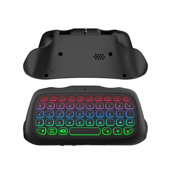 Wireless Keyboard for PS5 Controller, RGB Backlight Keyboard Bluetooth Mini Keypad Chatpad for PlayStation 5, Game Keyboard Built-in 3.5mm Audio Jack - Black