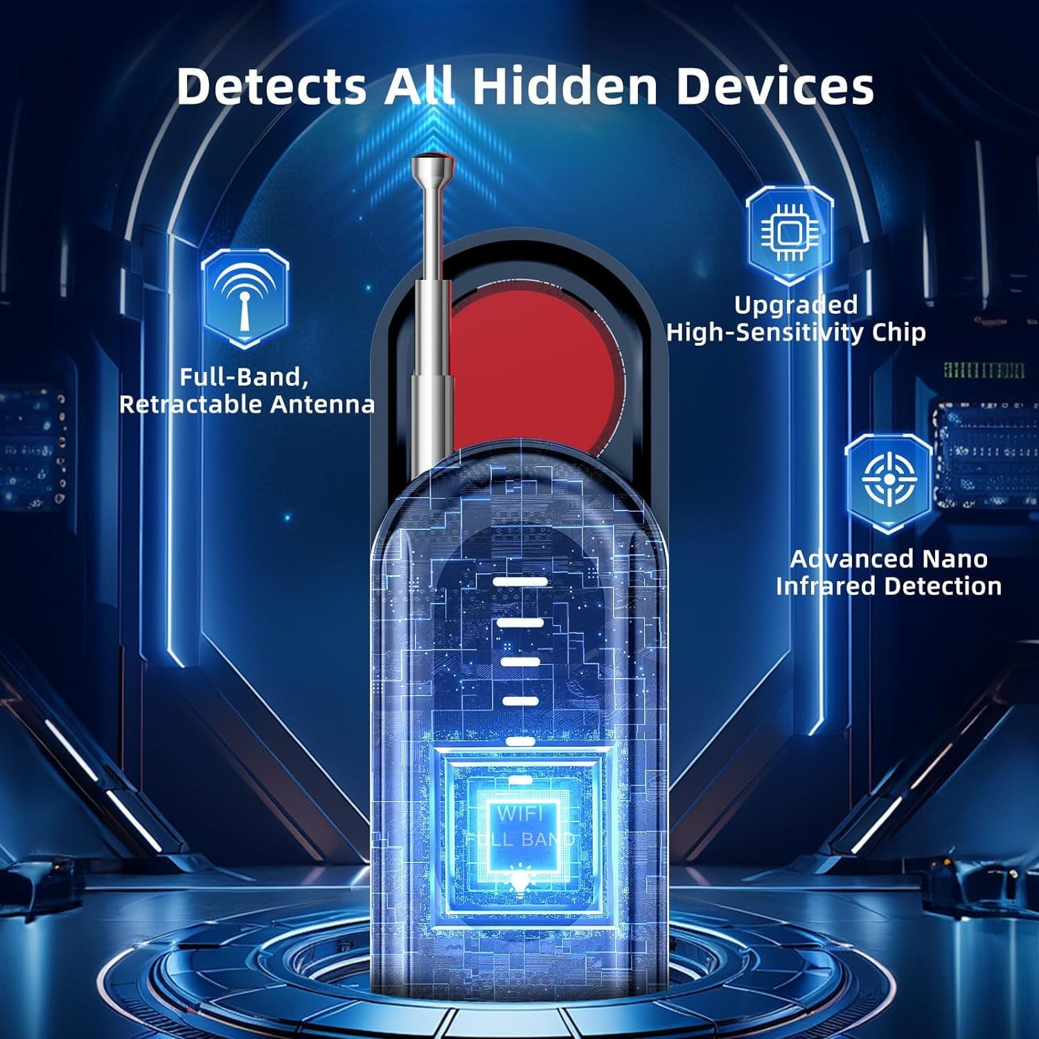 Prociv Smart Hidden Camera Detectors Bug Detector RF Detector GPS Tracker Detector Device to Detect Listening Devices for Office Hotel Travel and Car Indoor Use Black