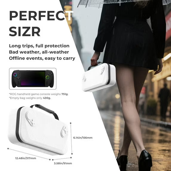 Hard Carrying Case for ROG XBOX Ally X /Ally, Protective Hard Shell Carry Case for Handheld Gaming Console & Accessories, Portable Travel Bag for Xbox Rog Ally X - White