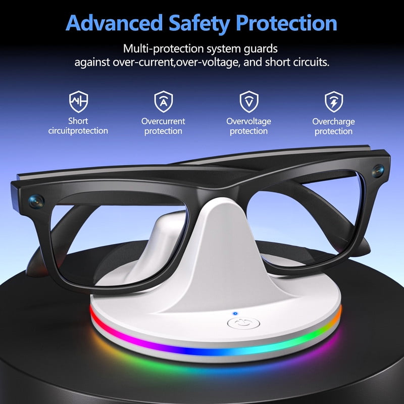 Charging Station for Meta Wayfarer/Skyler/Headliner Portable Charging Dock Compatible with Oakley Meta HSTN RGB Travel Charging Stand with Cable LED Indicator White