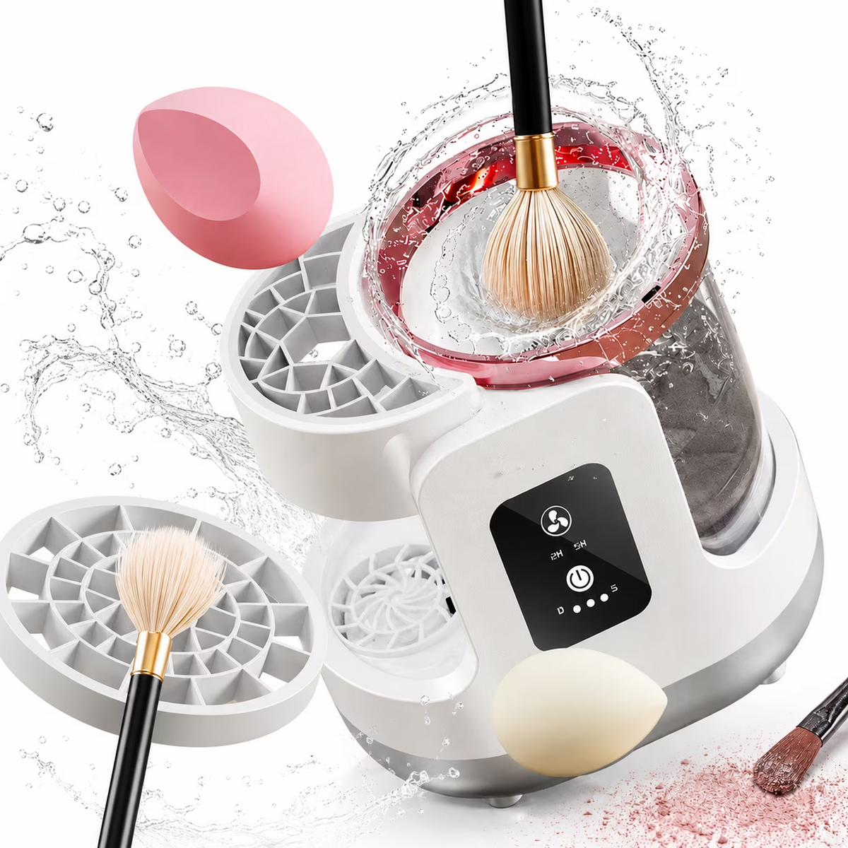 Wiher Electric Makeup Brush Cleaner, Machine With Makeup Brush Dryer-Holder-Portable Automatic USB Cosmetic Brushes Cleaner Tool for All Size Beauty Makeup Brush Set, Contour, Eyeshadow, Blush Brush