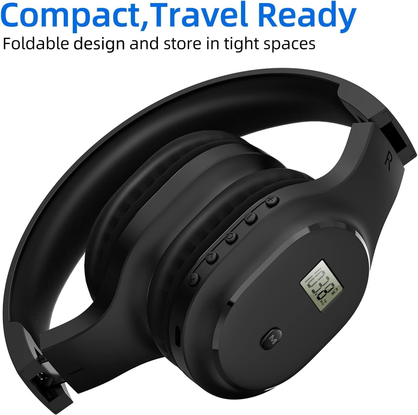 FM Radio Headphones with Bluetooth Rechargeable Portable Headset with Built-in Microphone Lightweight and Comfortable Ear Muffs for Jogging Cycling