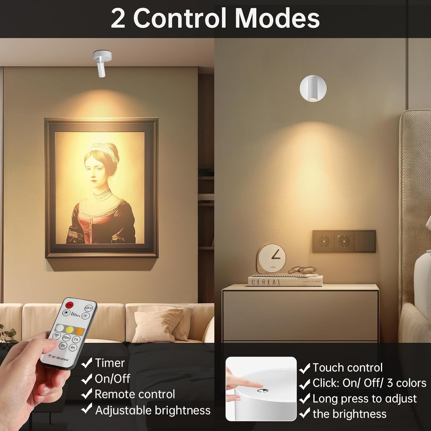 Wireless Led Spotlight Indoor Rechargeable Uplighting Indoor with Remote Dimmable 350° Rotate Battery Powered Ceiling Spotlight for Artwork Painting Tree White 1pcs
