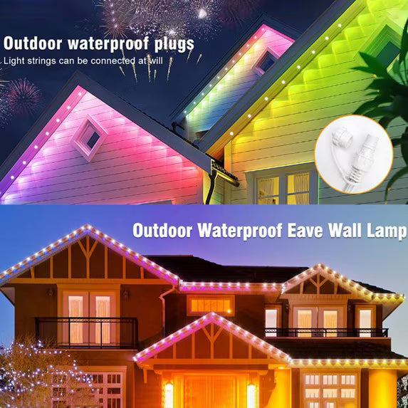 Outdoor Lights for House, Permanent Outdoor Lights, 50FT RGBIC Eaves Lights with App/Remote Control, IP67 Christmas Lights Outdoor Waterproof String Lights for Halloween Party House Roof Garden