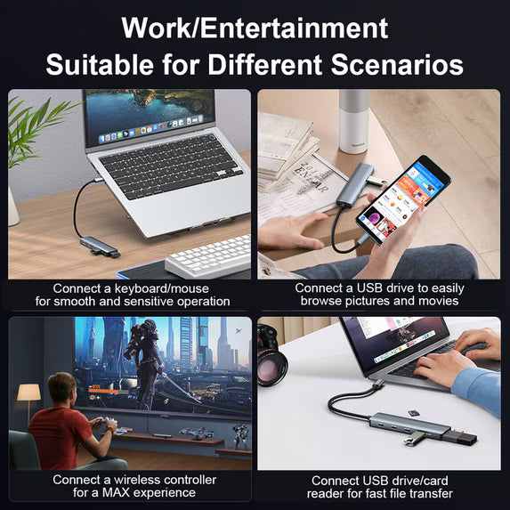 USB C Hub, 5 Port USB 3.2 Hub with 10Gbps Data Transfer and 5V USB-C Power, 2 USB-A & 2 USB-C Data Ports for MacBook Pro/Air, iPad Pro, iMac, Surface, XPS and More