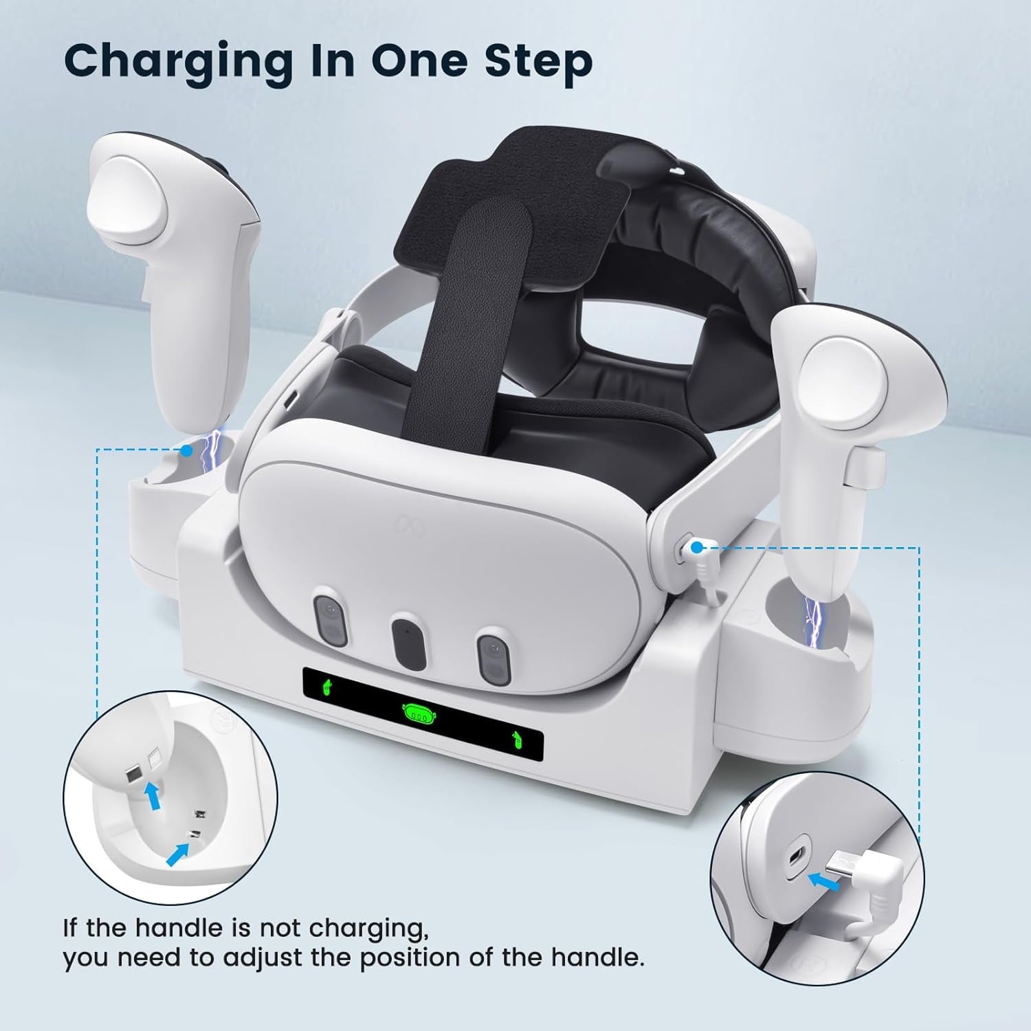 Prociv Charging Dock for Oculus/Meta Quest 3 Charging Stand for Meta Quest 3 Controller and Headset with 2 Rechergeable Batteries Battery Cover