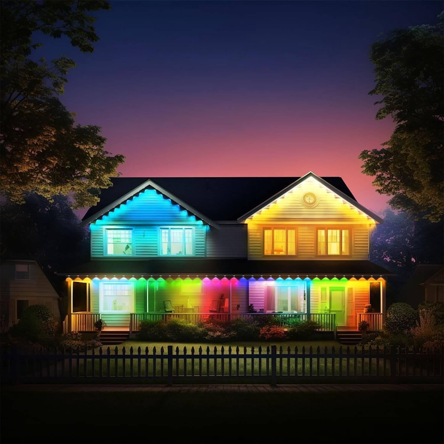 Prociv Permanent Outdoor Lights 150ft Smart RGB App Control Outdoor Lights with 90 LEDs LED Eaves Lights IP67 Waterproof House Roof Outdoor Lighting for Party Daily Halloween Christmas Garden