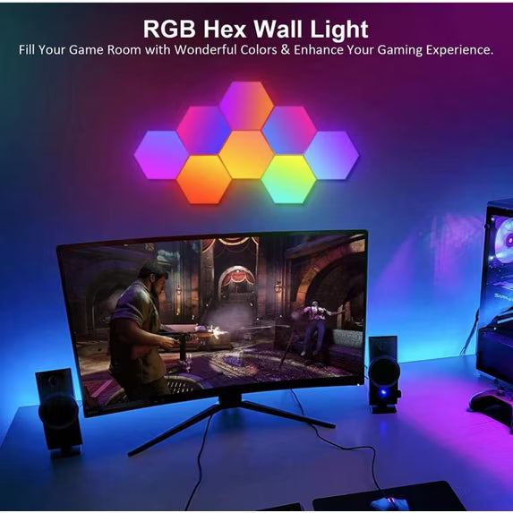Hexagon Light Panels 12 Pack RGB LED Hexagon Wall Lights with APP & Remote Control Music Sync Lights for Living Room, Bedroom, Gaming Rooms Decor