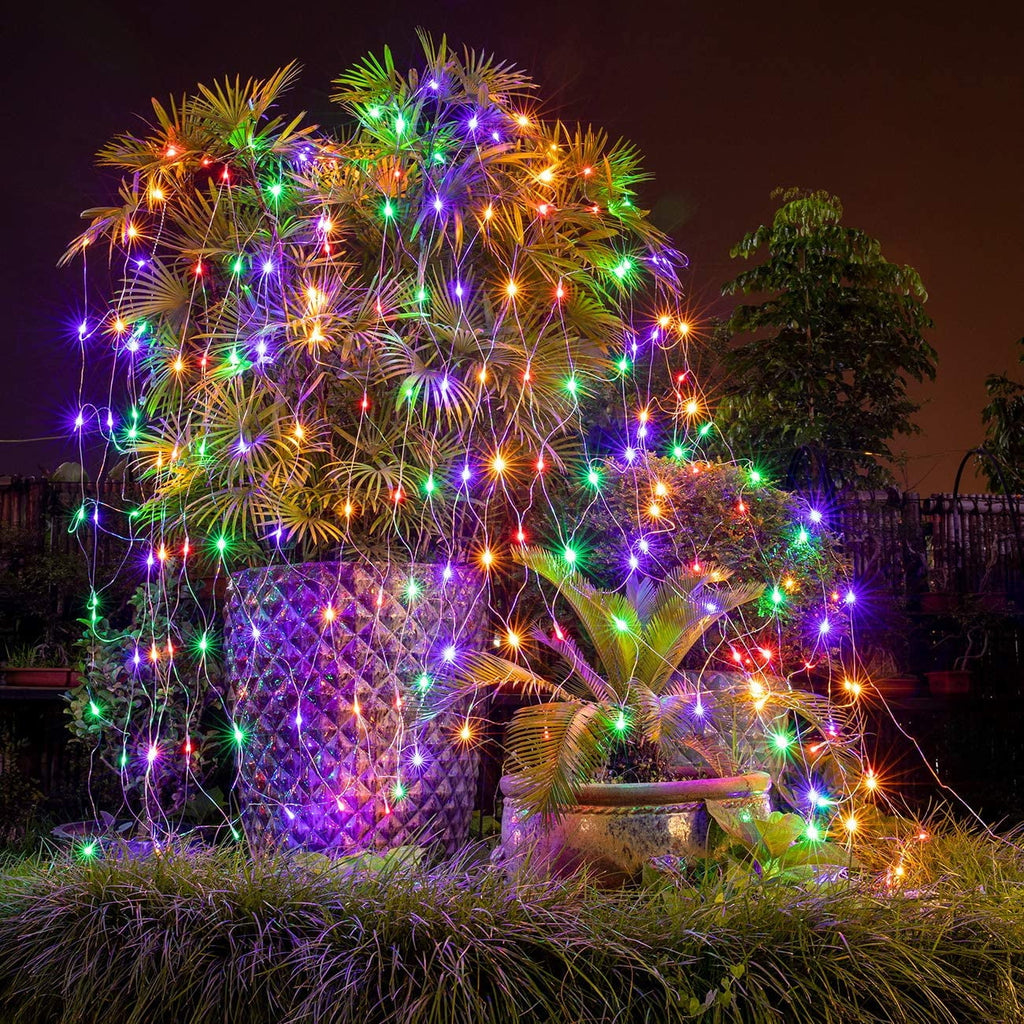 Christmas Net Lights Outdoor 192 LED 9.8Ft x 6.6Ft Net Lights Waterproof Christmas Outdoor Mesh Lights for Tree Bushes Holiday Party Garden Holiday Wedding Party Decorations