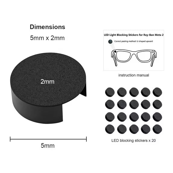 LED Light Blocking Stickers Compatible with Wayfarer/Skyler/Headliner/Display/Oakley Accessories, 20Pcs Restickable Blackout Light Covers Sticker