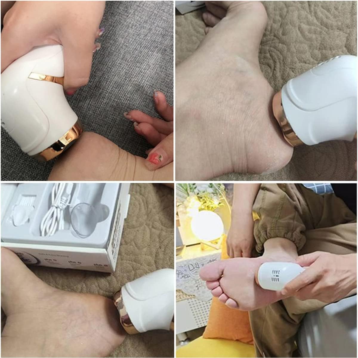 Prociv Electric Foot Callus Remover with Vacuum Cleaner Rechargeable Foot File Dead Skin Remover with 2 Speed 3 Grinding Head LCD Display Professional Kit for Foot Care White
