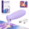 Diamond Painting Pen with Warm Light, Ergonomic Palm-Grip | Diamond art vacuum pen tool with integrated suction tip, wax-free pickup, quiet cordless USB-C rechargeable for 5D DIY crafts, Purple