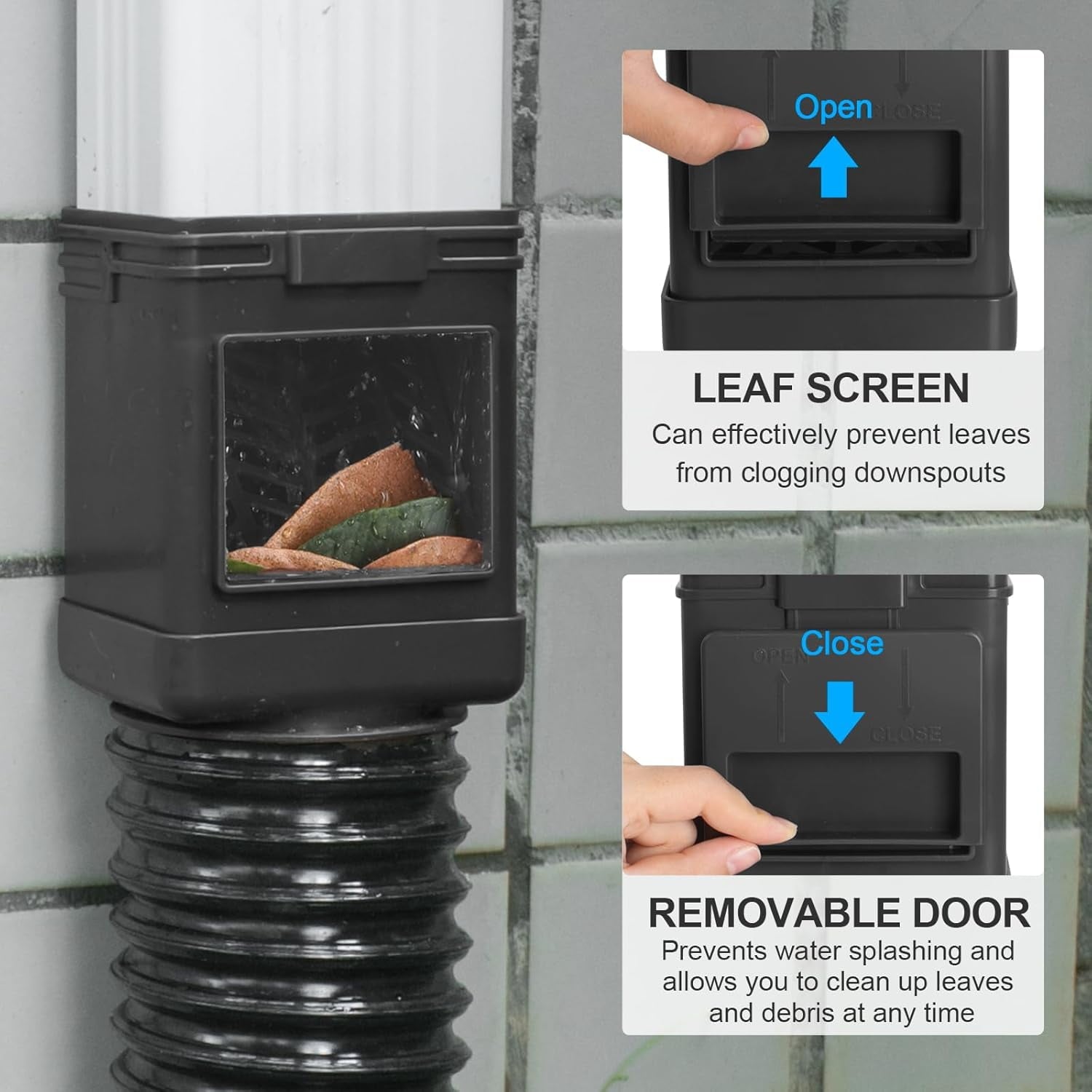 Downspout Filter 2 Pack Downspout Leaf Filter Gutter Downspout Screen 2 ×3 and 3 ×4 Drainpipe Filter Downspout Cleanout Leaf Removers Black