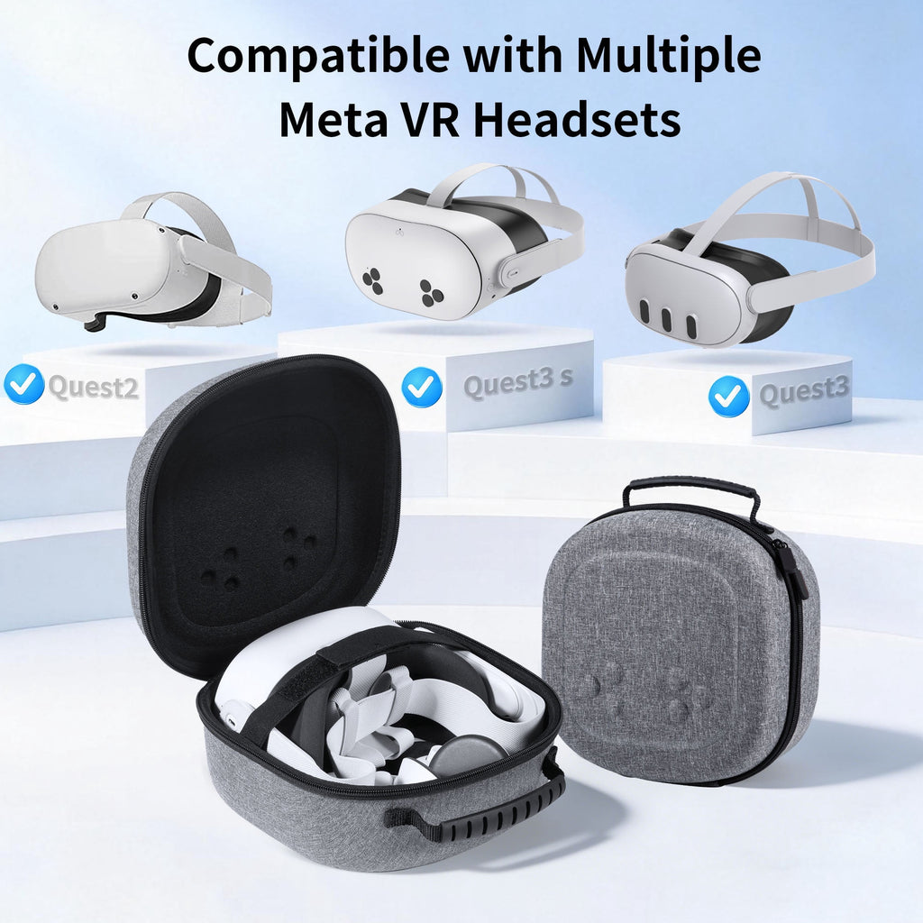 Hard Carrying Case for Meta Quest 3S/Quest 3/Quest 2 VR Gaming Headset and Touch Controllers Travel Case Waterproof Shockproof Portable Bag with Mesh Pocket for Meta Accessories