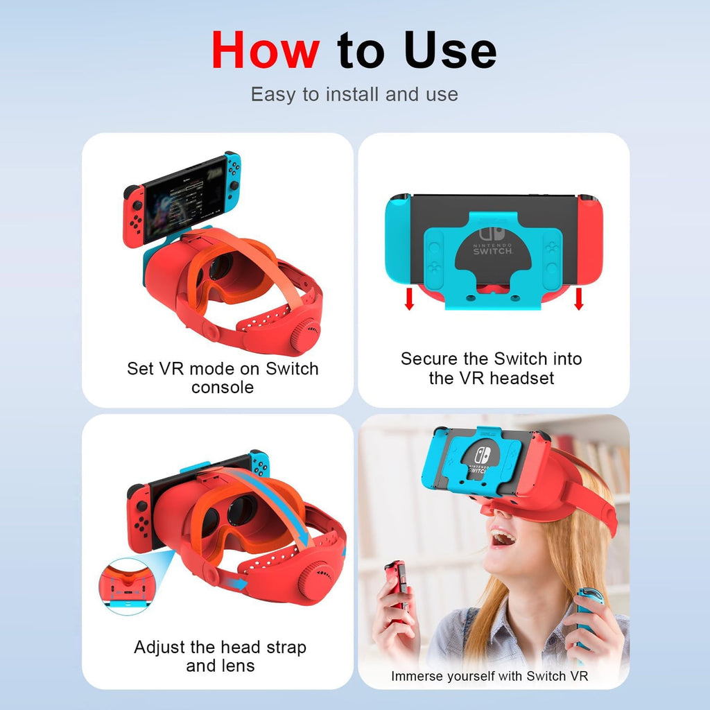 Upgraded VR Headset for Nintendo Switch & Switch OLED Model 3D VR Glasses with Adjustable Lens for Virtual Reality Gaming Experience Switch VR Labo Goggles Adjustable Headset for Nintendo Switch R