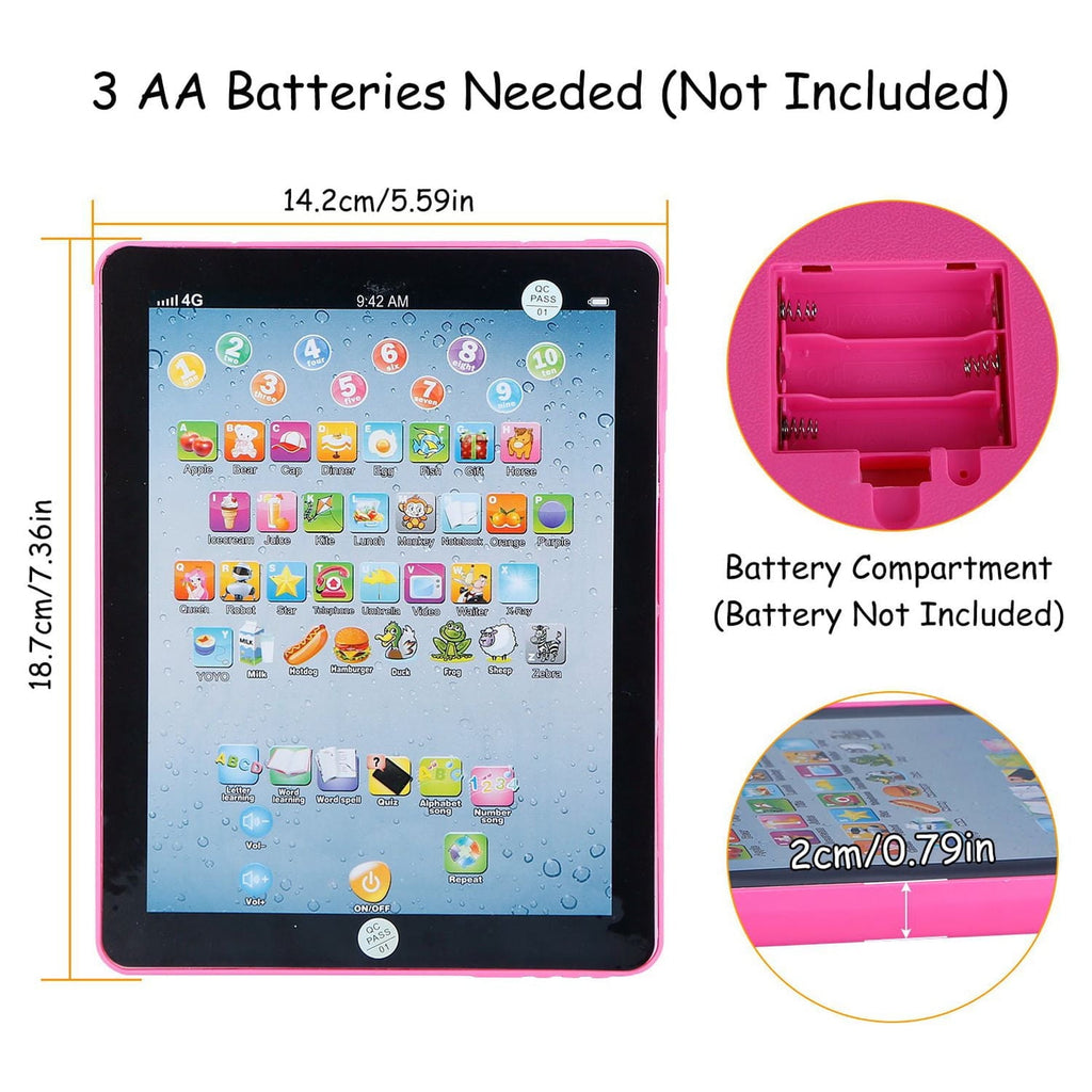 Baby Learning Tablet Educational Mini Pads Toys Touch Learn Toddler Tablet for ABC Numbers Words Gift for Boys Girls Aged 1-6 Year Old Kids Pink