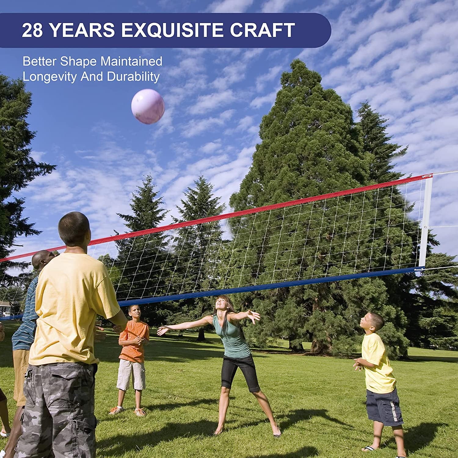 32x3F Volleyball Net Outdoor Heavy Duty Lengthened Stainless Steel Cable Upgraded Weather Resistance for Indoor Outdoor Backyard Pool Beach