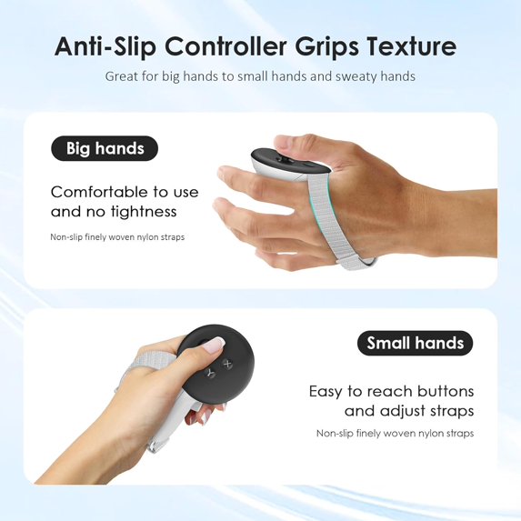 Controller Grips Battery Cover Compatible with Meta Quest 3S/Quest 3, Adjustable Knuckle Straps Fits Most Hands, Controller Grips Cover for Quest 3S/3 Accessories