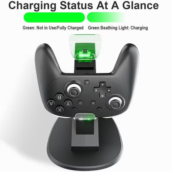 Controller Charger for Switch 2 PRO, Dual USB Fast Controller Charger Dock Station with LED Indicator Light, Replacement Charging Dock - Black
