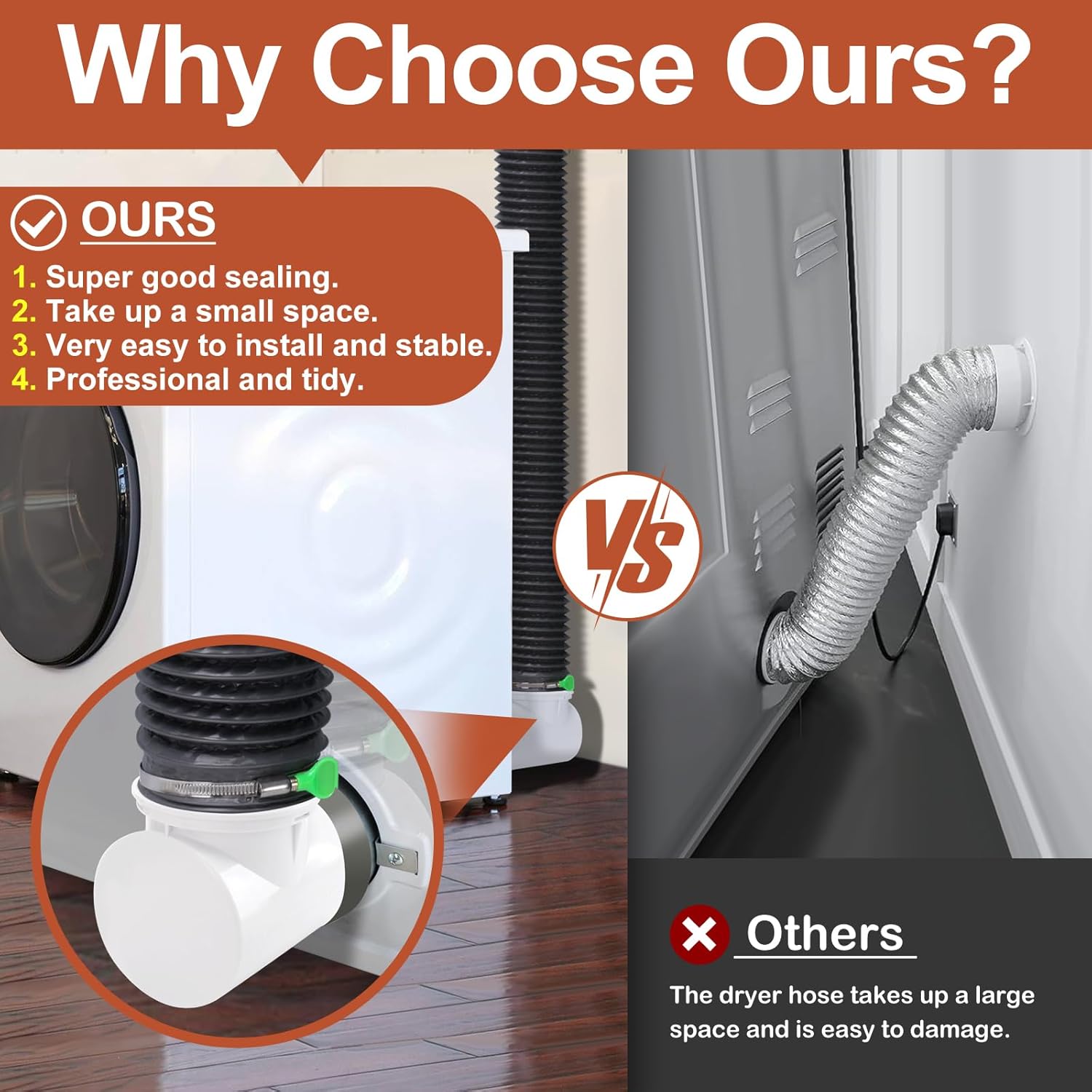 AmzDoer Dryer Vent Kit with Hose/Duct Connector/Wall Plate 4 Inch Dryer Vent Hose Connector Wall Ducting Kit for Bathroom Ventilation Fans Exhaust Ceiling Washer Air Circulation