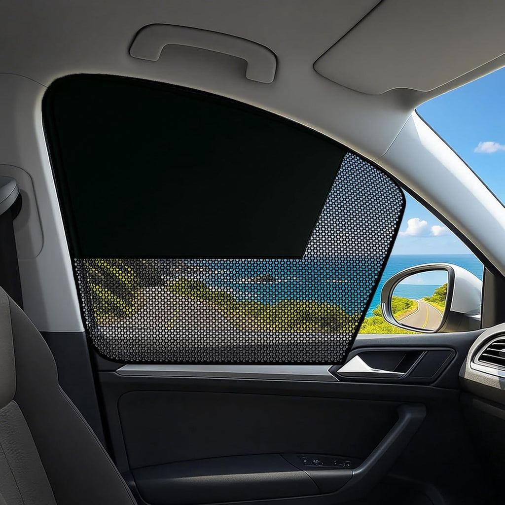 Car Window Covers Magnetic Car Front Side Window Shade 2 Pack Front Seat Side Window Covers with Half Shade Front Window Covers for Driver Double Layer Mesh Sun Block UV Protection Covers