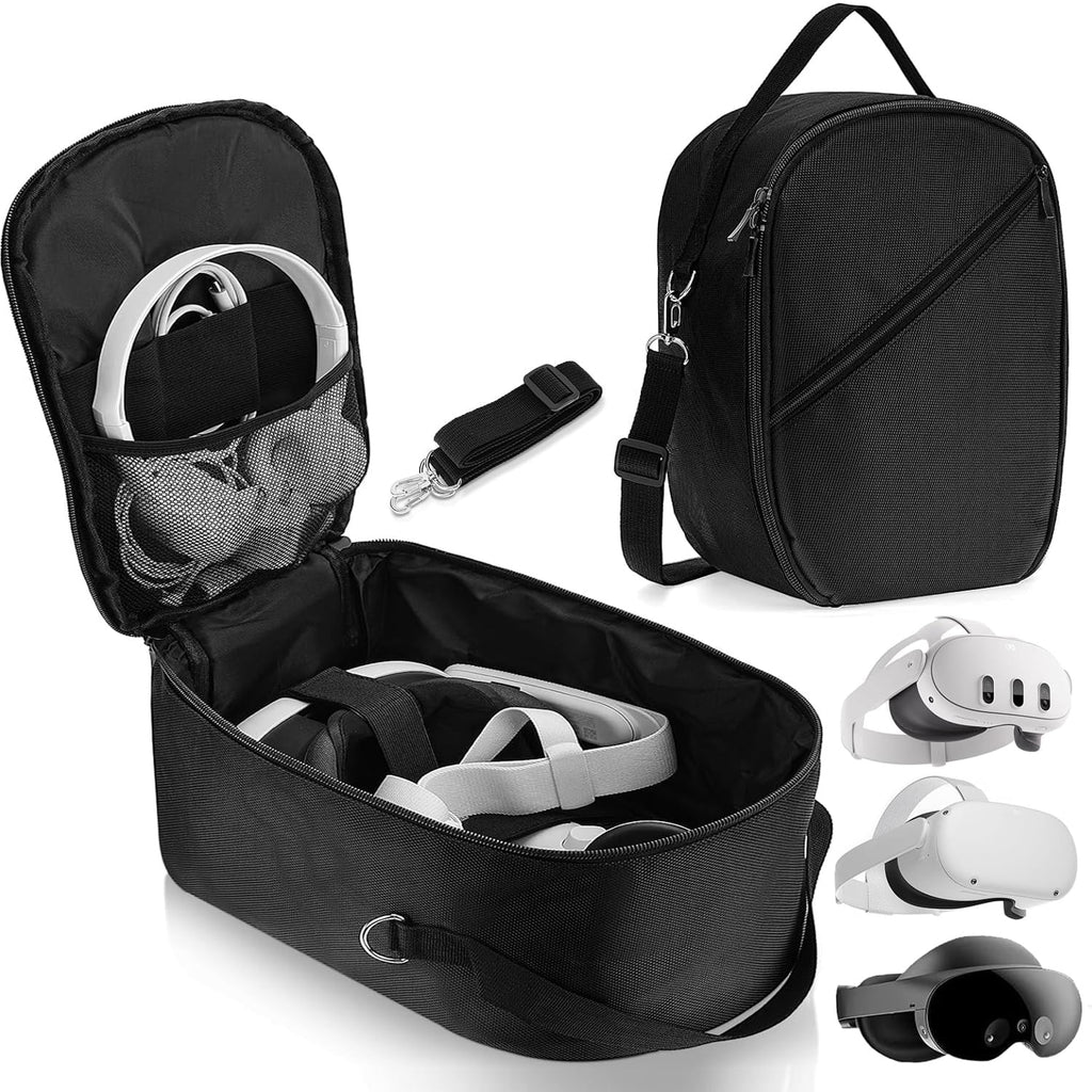 Carrying Case Compatible with Apple Vision Pro/Meta Quest 3/Oculus Quest 2/Quest Pro/VR Elite Strap&Accessories VR Headset Travel Storage Backpack for Travel and Home Storage