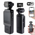 Mini Body Camera 1080P FHD WiFi Video Camera with Audio and Photograph Clip Pocket Vlog Camera for Daily Work Serving Records 180° Rotating Head 120° Wide Angle Built-in Flash 64GB Card