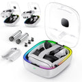 Portable Charging Storage Case for Meta Quest 3/Quest 3S with RGB LED Light Charging Dock for Quest 3 Accessories Magnetic Charging Station for Meta Quest 3 VR Headset with 2 Batteries