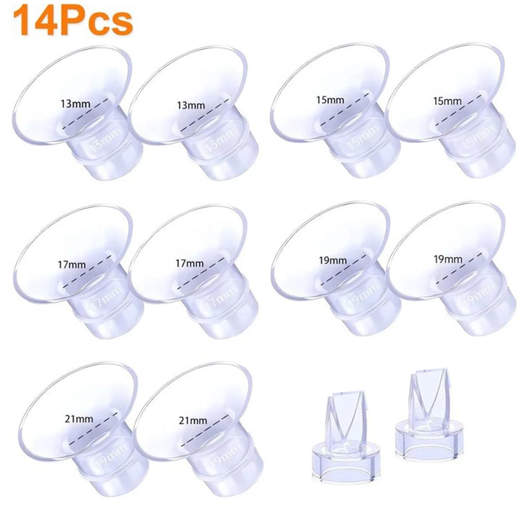 Prociv 14Pcs Flange Inserts 13/15/17/19/21mm Compatible with Momcozy S12/S12pro/S9/S9 Pro for TSRETE/Spectra/Medela 24mm Shield/Flange Including Duckbill Valve & Silicone Diaphragm