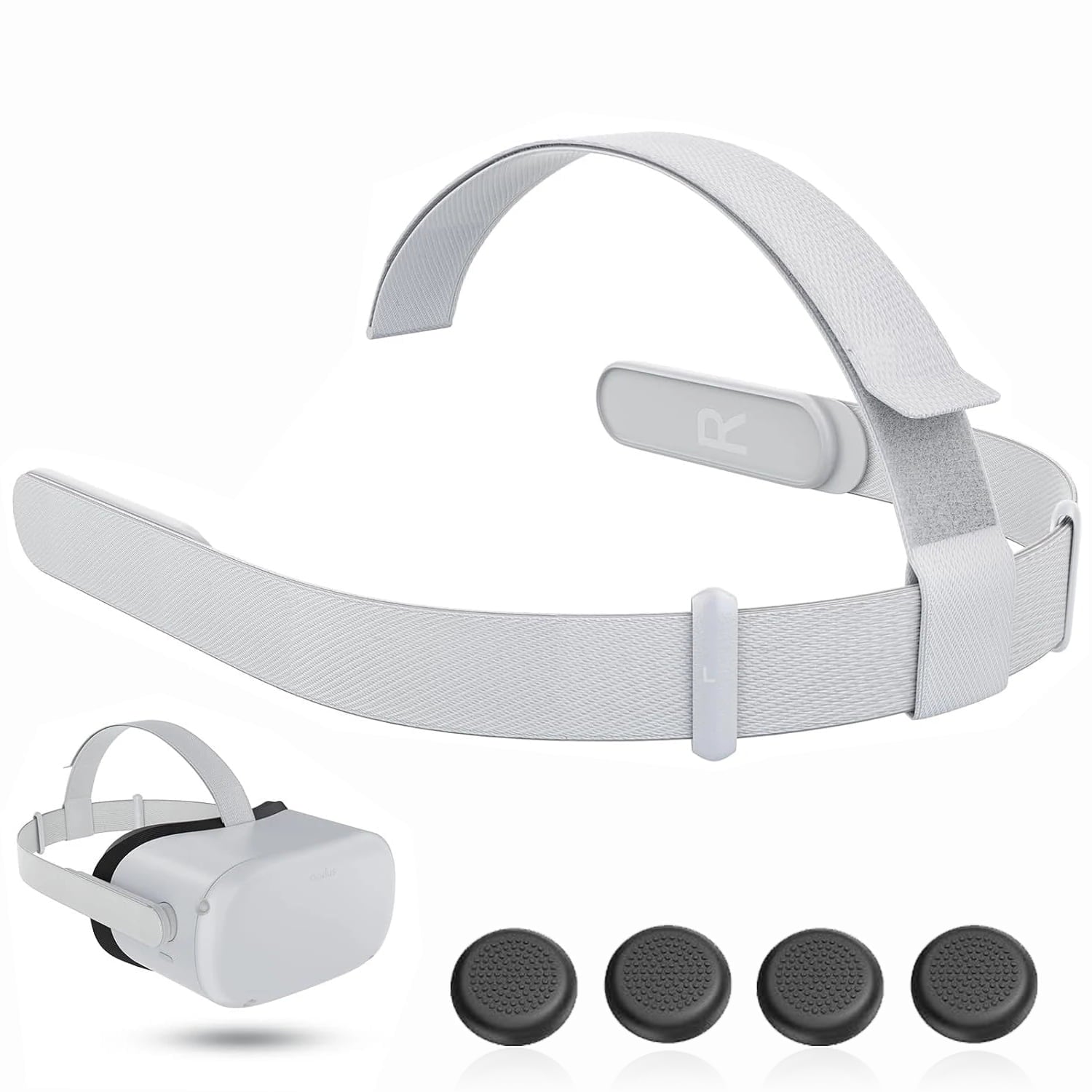 Replacement Head Strap for Meta Quest 2 Original Oculus Quest 2 Comfort Headband 4 Thumbstick Caps Included Adjustable & Breathable Design-VR Head Strap Accessories