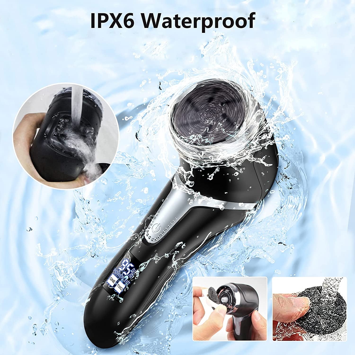 Prociv Electric Foot Callus Remover with Vacuum Cleaner Rechargeable Foot File Dead Skin Remover with 2 Speed 3 Grinding Head LCD Display Professional Kit for Foot Care Black