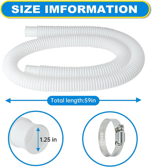 1.25 Pool Hose Pool Pump Replacement Hose for Above Ground Pools 59 Long Pool Filter Hose Pool 32mm Hoses Replacement Pool Tubes for 330GPH 530GPH 1000GPH Filter Pumps Pump Model 607 637