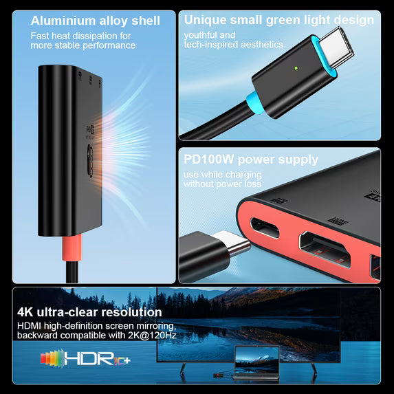 Portable TV Dock Station for Switch 2/Switch/Switch OLED, TV Adapter Support 4K/60Hz, USB 3.0 and 100W Charge PD Port, Travel Adapter for Switch 2/Laptop