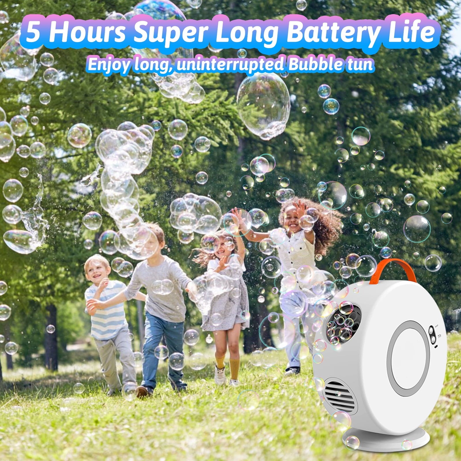 Bubble Machine for Kids Automatic Bubble Blower Rechargeable Auto Rotatable Portable Bubble Maker Electric Bubbles Toy Electric Bubbles Toy for 3 4 5 Year Old Outdoor Wedding Party Gifts