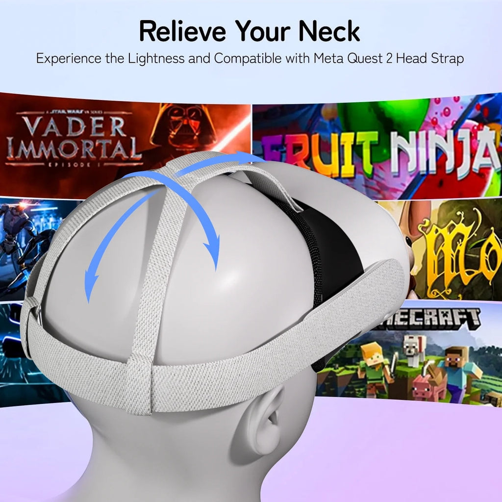 Replacement Head Strap for Meta Quest 3/3S Original Oculus Quest 3 Comfort Headband 4 Thumbstick Caps Included Adjustable & Breathable Design-VR Head Strap Accessories