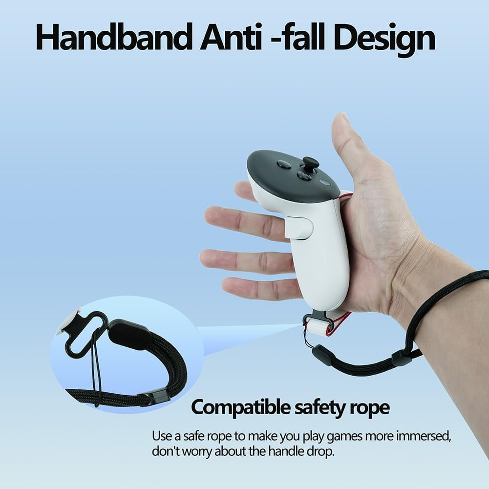 Replacement Controller Grips Straps for Meta Quest 3S Adjustable Hand Straps for Quest 3 Controller Comfortable and Easy to Install with 2 Thumb Grip Caps