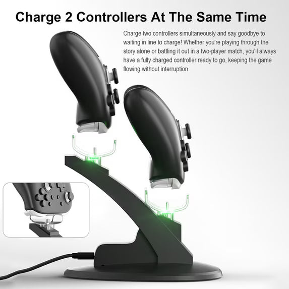 Controller Charger for Switch 2 PRO, Dual USB Fast Controller Charger Dock Station with LED Indicator Light, Replacement Charging Dock - Black