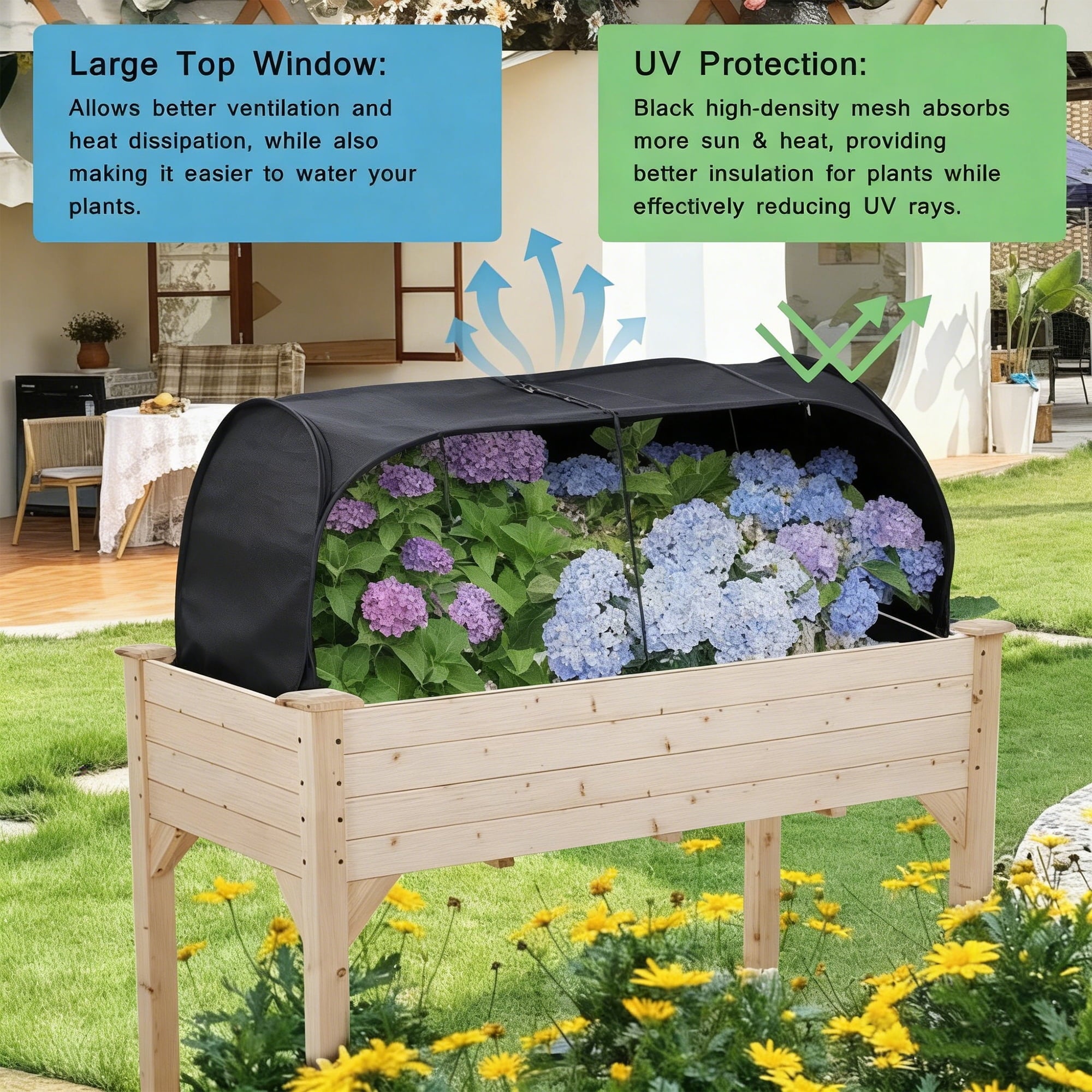 Garden Cover for Raised Flower Beds Garden Covers with Roll-up Zipper Door Plant Covers for Raised Garden Bed Freeze Protection Greenhouse Cover for Protecting Seedlings Fruits Vegetable Rows