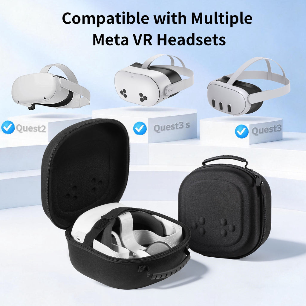 Hard Carrying Case for Meta Quest 3S/Quest 3/Quest 2 VR Gaming Headset and Touch Controllers Travel Case Waterproof Shockproof Portable Bag with Mesh Pocket for Meta Accessories