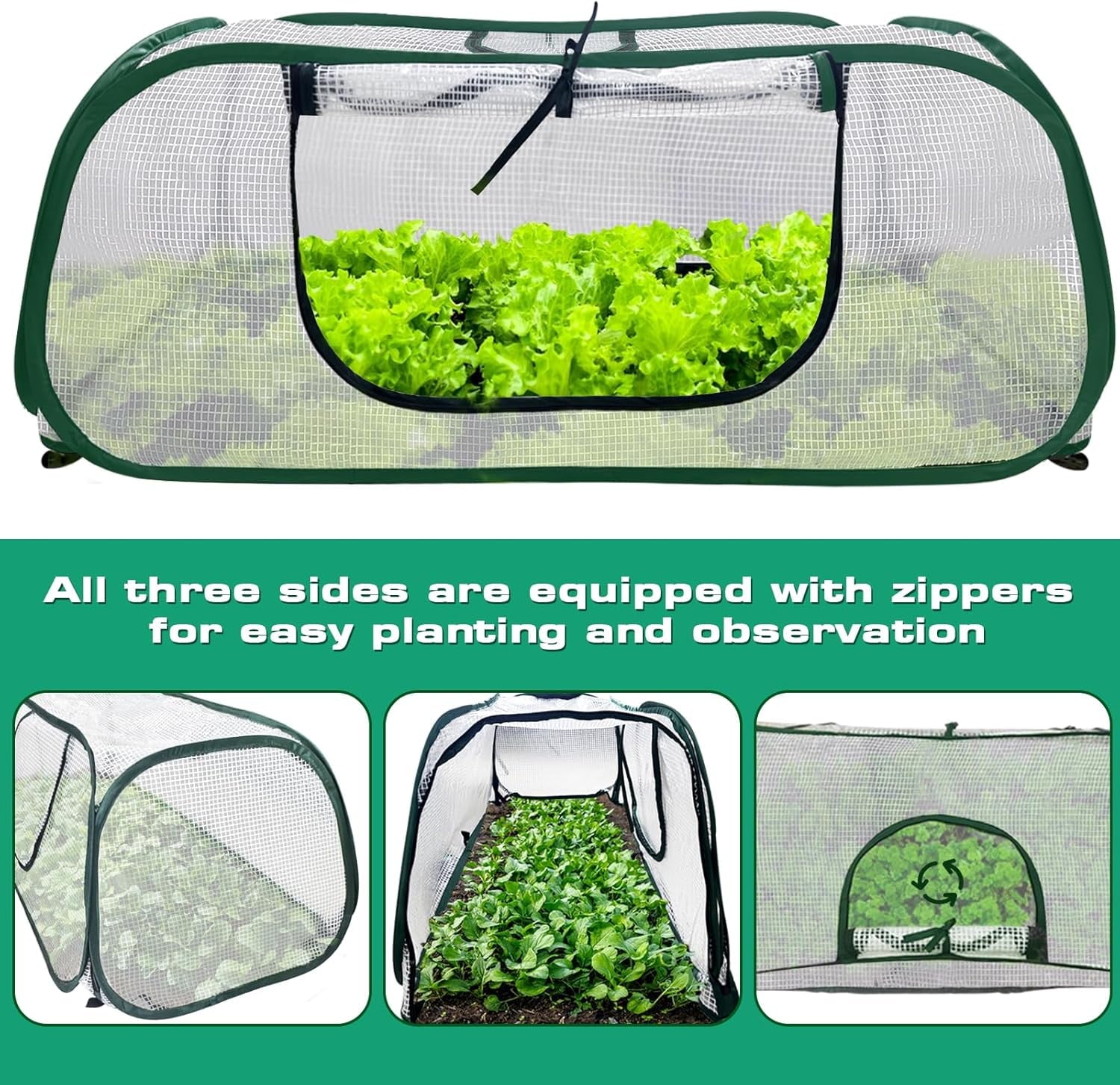 Garden Plant Covers Garden Covers with Roll-up Zipper Door Raised Garden Bed Cover Garden Row Plants Cover Accelerator Greenhouse Cover for Protecting Seedlings Fruits Vegetable Rows