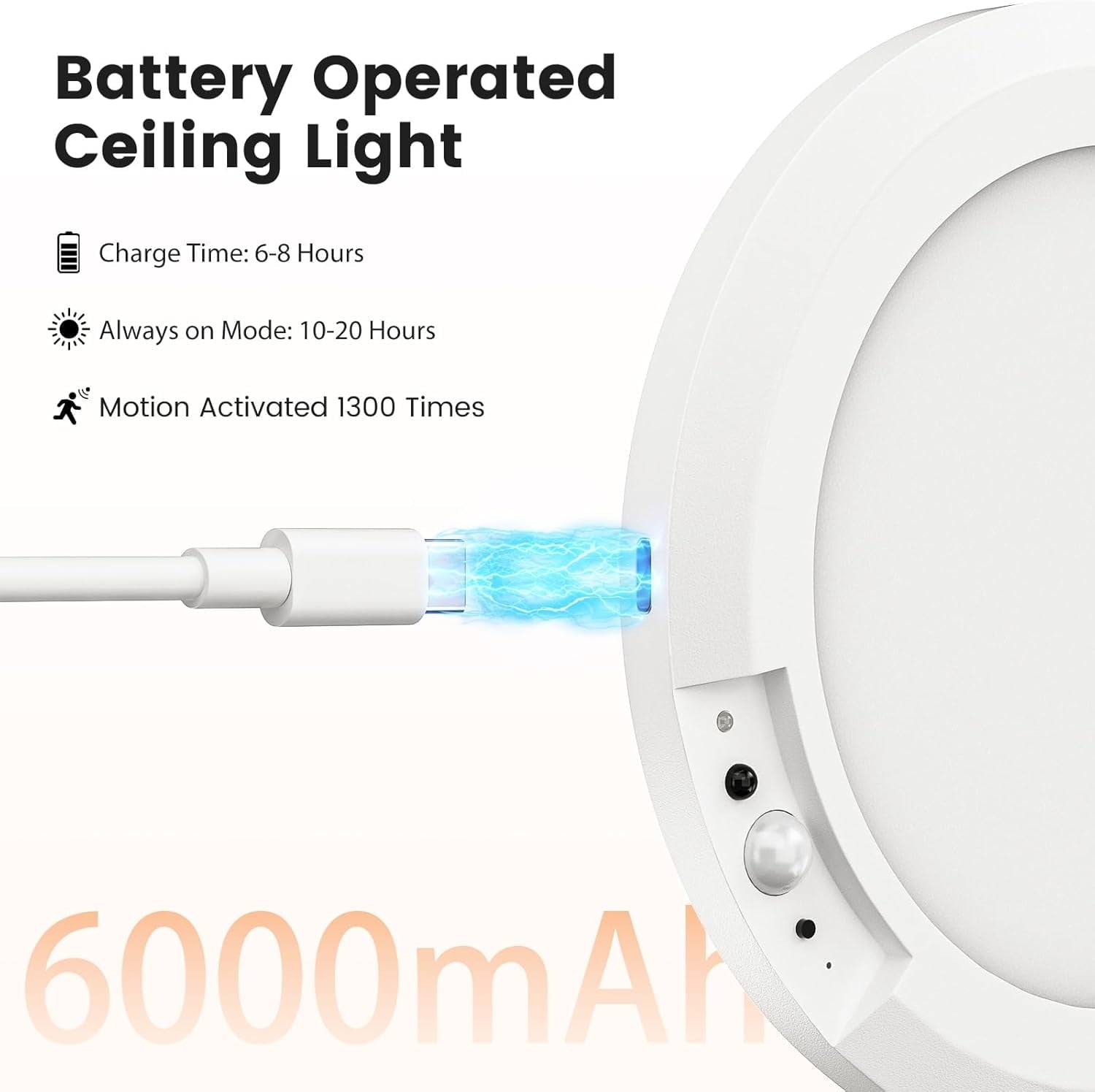 Rechargeable Ceiling Light No Wiring Battery Operated Ceiling Lights with Remote Motion Sensor Dimmable Timing Motion Activated Overhead Shower Light for Bathroom Pantry Hallway Porch 2PCS